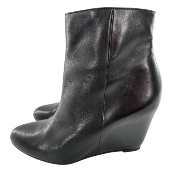 Via Spiga womens ankle booties size 7 37.5 black leather almond toe wedge boots - Picture 3 of 14